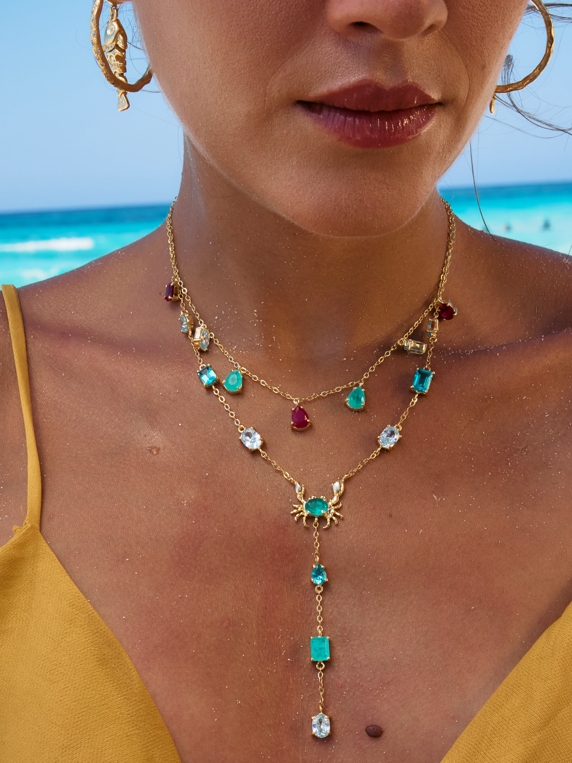 Aqua Crab Necklace